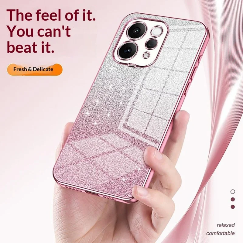 For vivo S50 5G Case Electroplating Gradient Glitter TPU Phone Cover - Pink