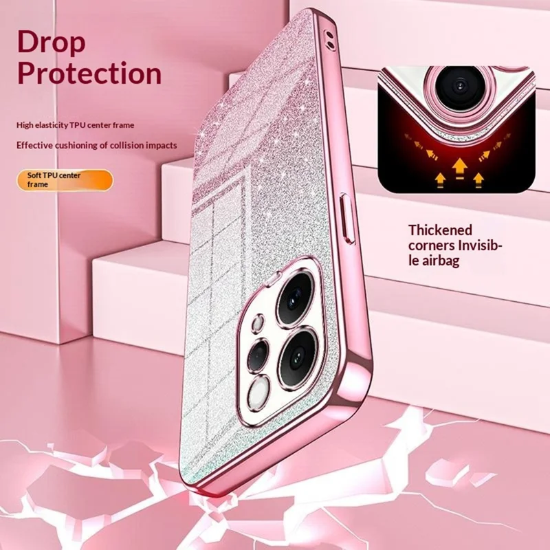 For vivo S50 5G Case Electroplating Gradient Glitter TPU Phone Cover - Pink