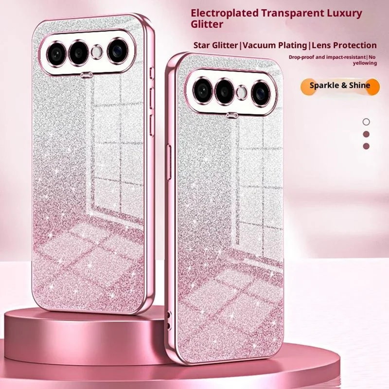 For vivo S50 Pro mini 5G Case Electroplating Gradient Glitter TPU Phone Cover - Pink
