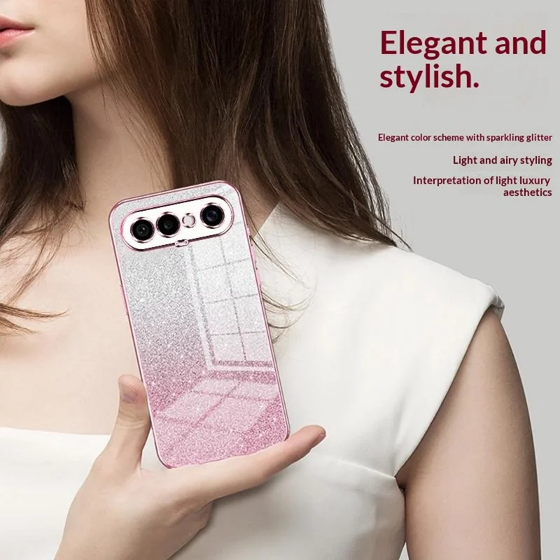 For vivo S50 Pro mini 5G Case Electroplating Gradient Glitter TPU Phone Cover - Pink