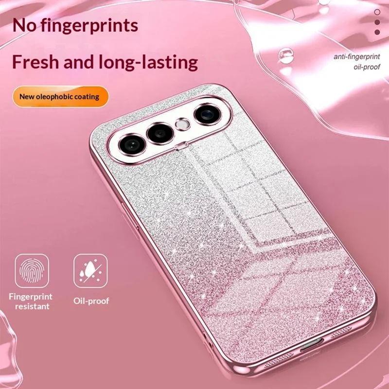 For vivo S50 Pro mini 5G Case Electroplating Gradient Glitter TPU Phone Cover - Pink