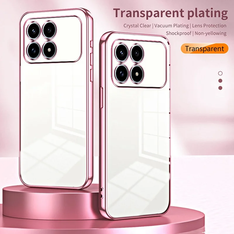 Phone Case For Xiaomi Poco F8 Pro  /  Redmi K90 5G Electroplating Frame Soft TPU Phone Cover - Pink