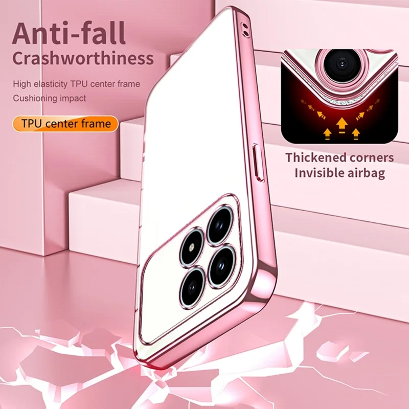 Phone Case For Xiaomi Poco F8 Pro  /  Redmi K90 5G Electroplating Frame Soft TPU Phone Cover - Pink