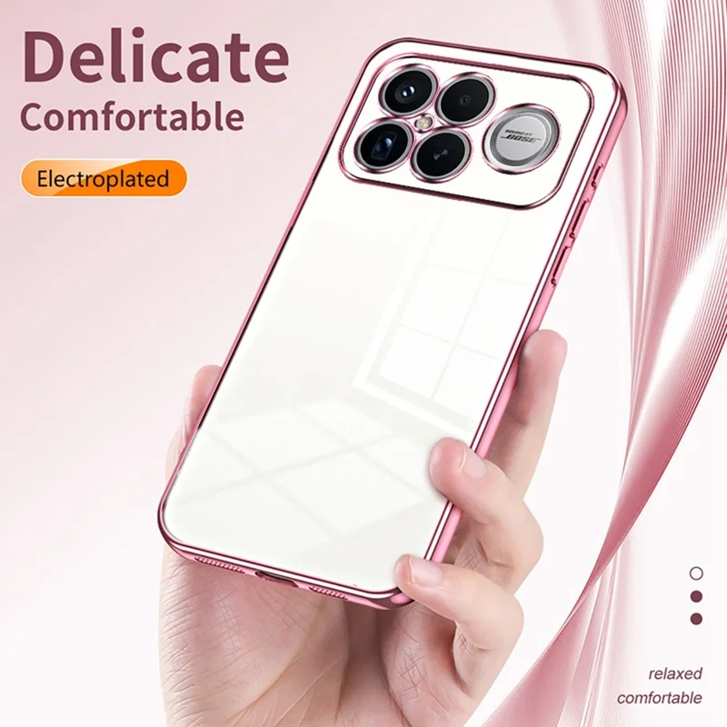 Phone Case For Xiaomi Poco F8 Ultra  /  Redmi K90 Pro Max 5G Electroplating Frame Soft TPU Phone Cover - Pink
