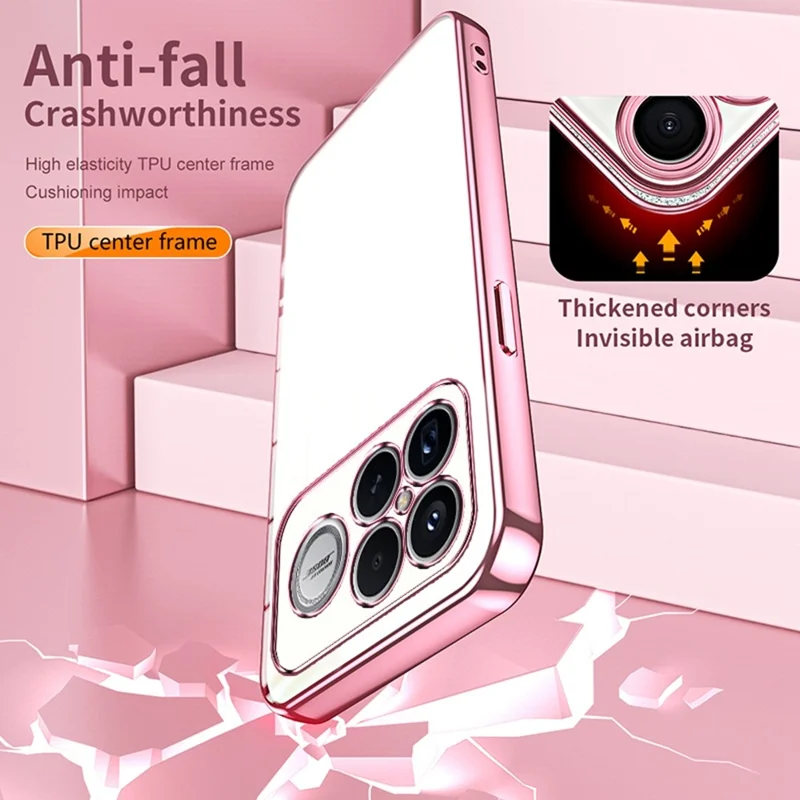 Phone Case For Xiaomi Poco F8 Ultra  /  Redmi K90 Pro Max 5G Electroplating Frame Soft TPU Phone Cover - Pink