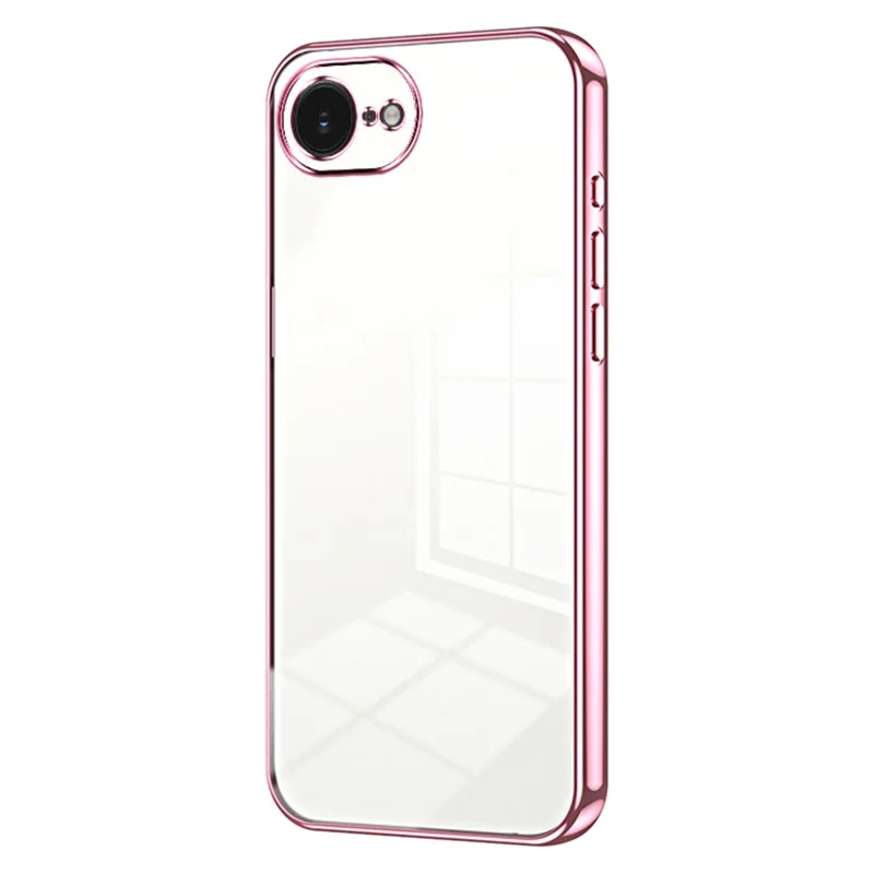 For iPhone 16e Case Electroplating Frame Soft TPU Phone Cover - Pink