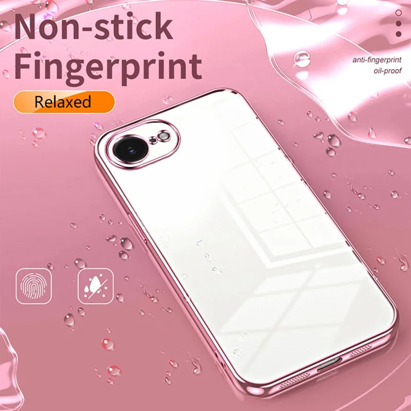 For iPhone 16e Case Electroplating Frame Soft TPU Phone Cover - Pink