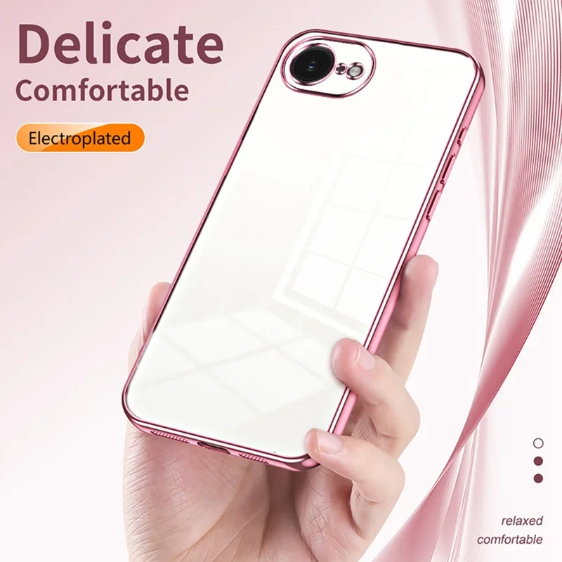 For iPhone 16e Case Electroplating Frame Soft TPU Phone Cover - Pink