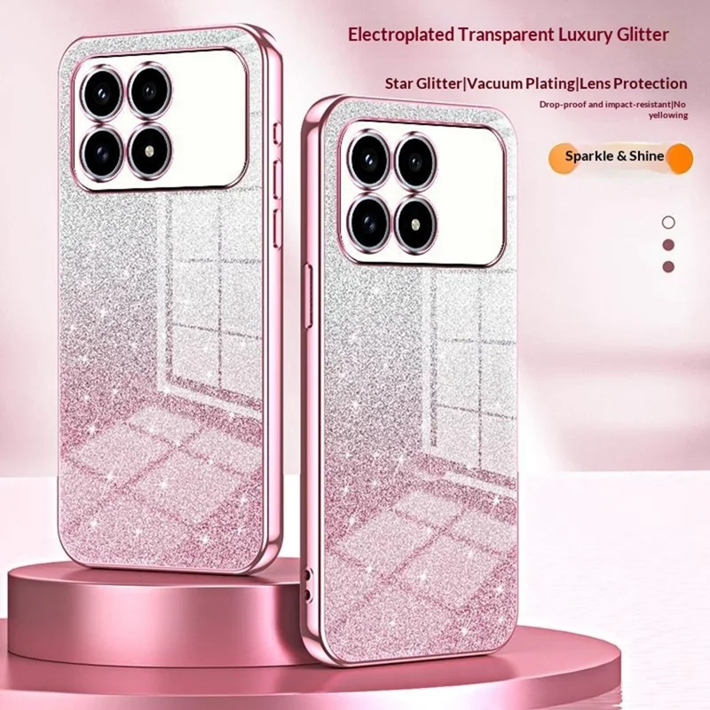 Phone Case For Xiaomi Poco F8 Pro  /  Redmi K90 5G Electroplating Gradient Glitter TPU Phone Cover - Pink