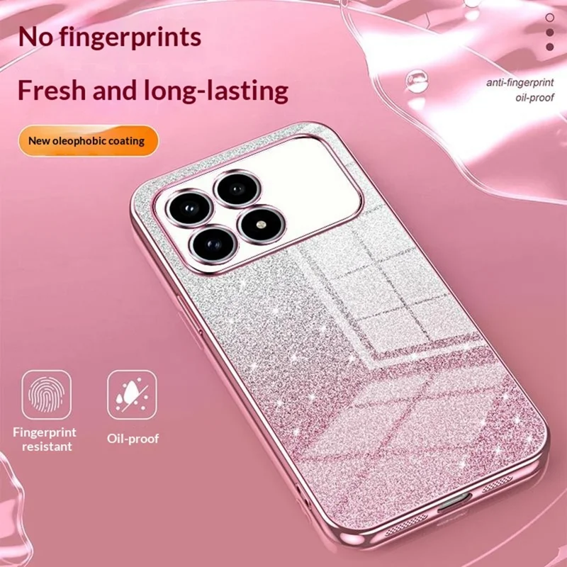Phone Case For Xiaomi Poco F8 Pro  /  Redmi K90 5G Electroplating Gradient Glitter TPU Phone Cover - Pink