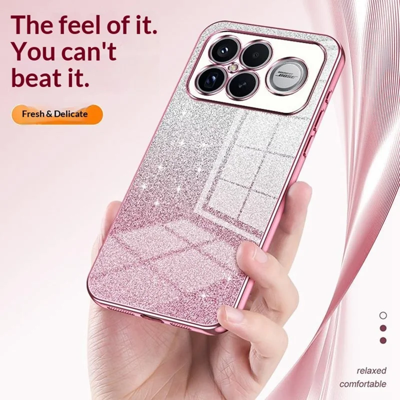 Phone Case For Xiaomi Poco F8 Ultra  /  Redmi K90 Pro Max 5G Electroplating Gradient Glitter TPU Phone Cover - Pink