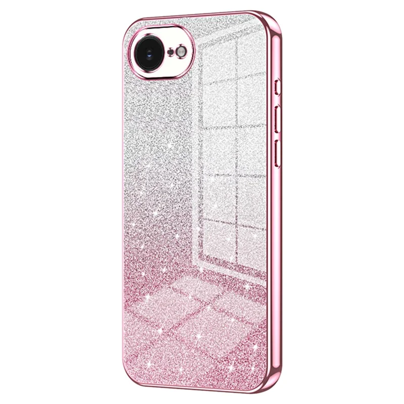 For iPhone 16e Case Electroplating Gradient Glitter TPU Phone Cover - Pink