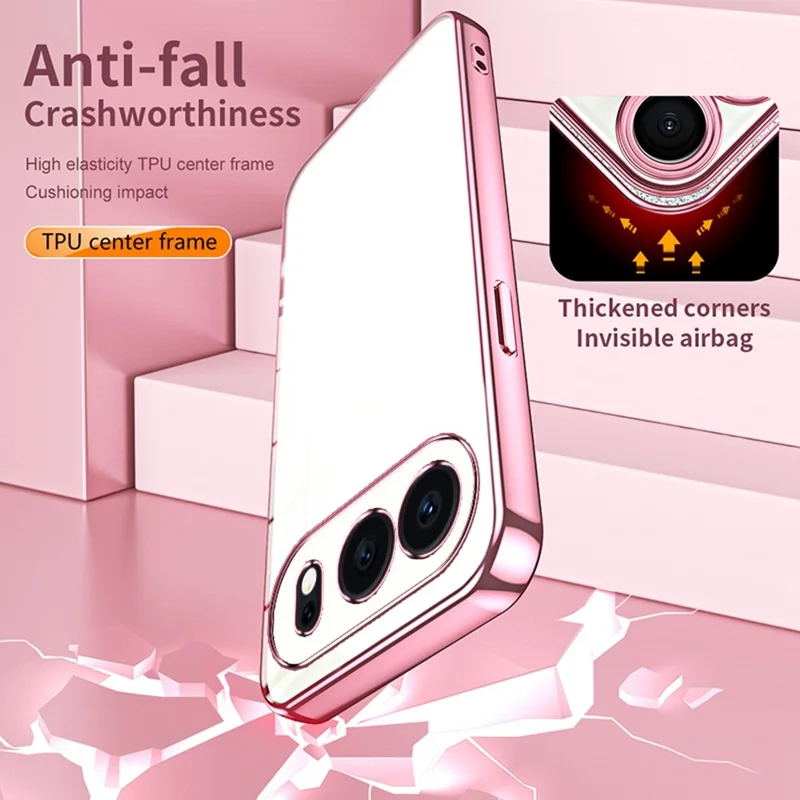 For Honor 500 5G Case Electroplating Frame Soft TPU Phone Cover - Pink