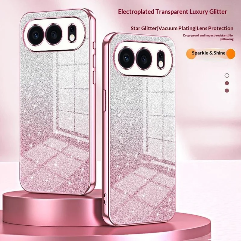 For Honor 500 5G Case Electroplating Gradient Glitter TPU Phone Cover - Pink