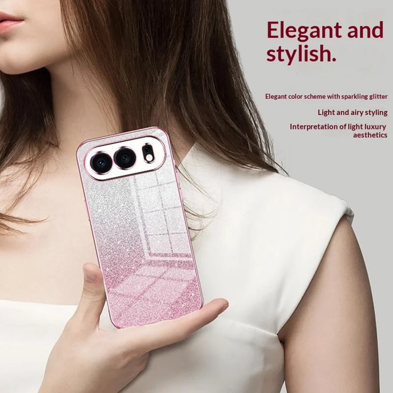 For Honor 500 5G Case Electroplating Gradient Glitter TPU Phone Cover - Pink