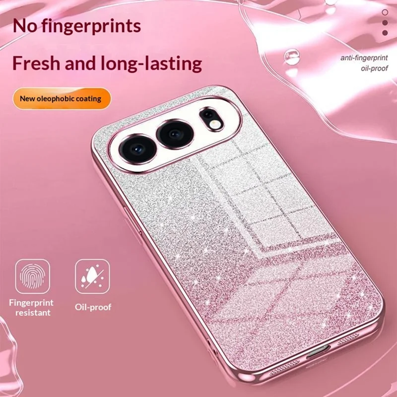 For Honor 500 5G Case Electroplating Gradient Glitter TPU Phone Cover - Pink