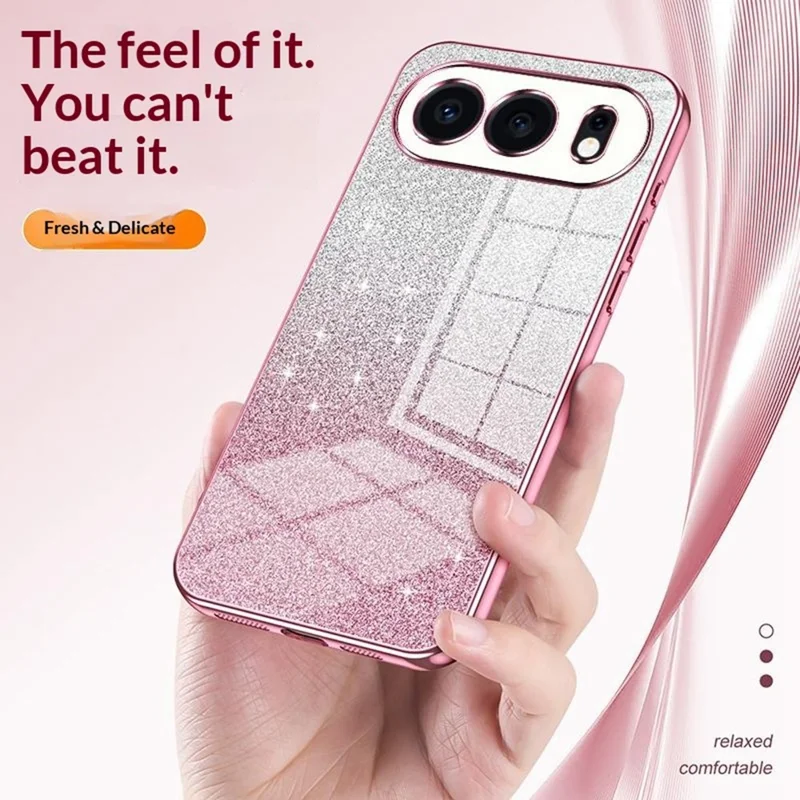 For Honor 500 5G Case Electroplating Gradient Glitter TPU Phone Cover - Pink