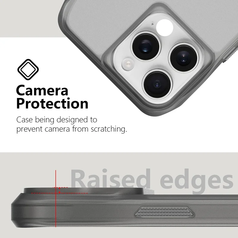 For iPhone 16 Pro Matte Case TPU PC Shockproof Phone Back Cover - Dark Grey