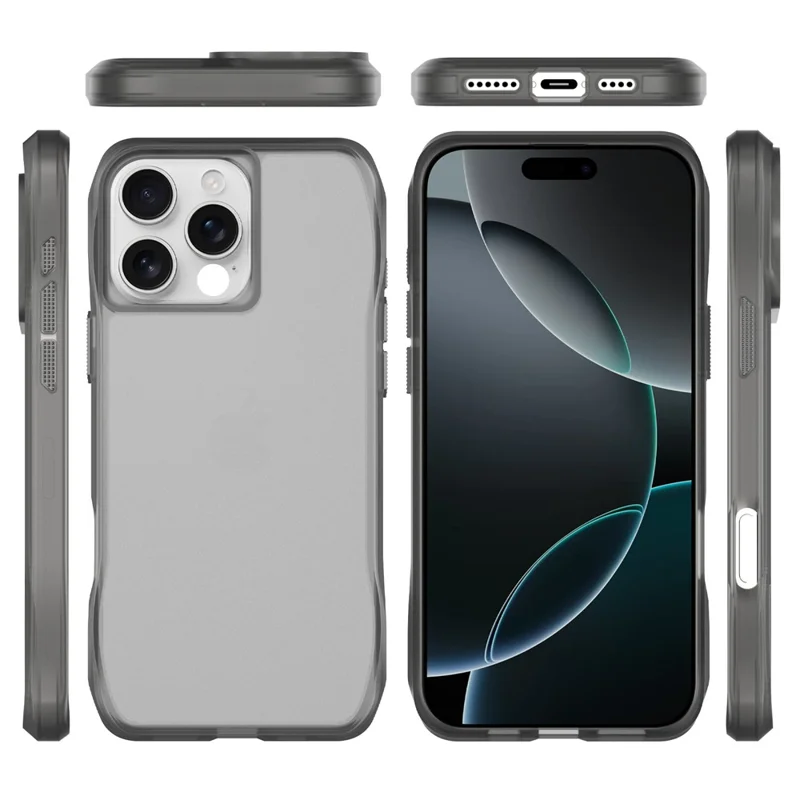 For iPhone 16 Pro Matte Case TPU PC Shockproof Phone Back Cover - Dark Grey