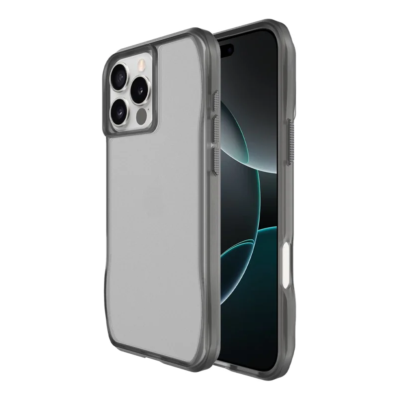 For iPhone 16 Pro Max Matte Case TPU PC Shockproof Phone Back Cover - Dark Grey