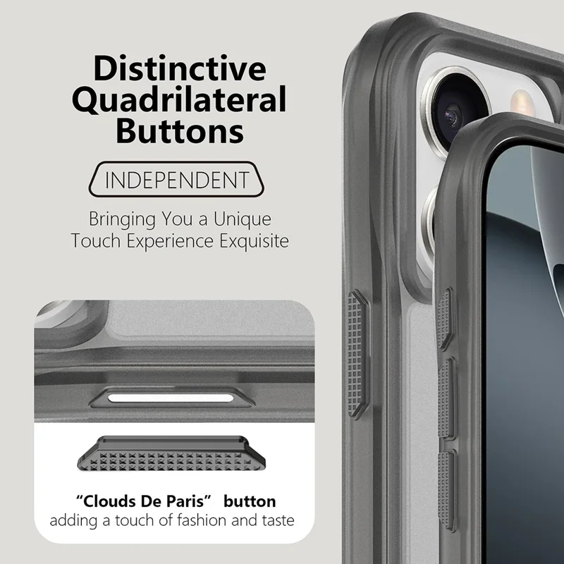 For iPhone 16 Pro Max Matte Case TPU PC Shockproof Phone Back Cover - Dark Grey