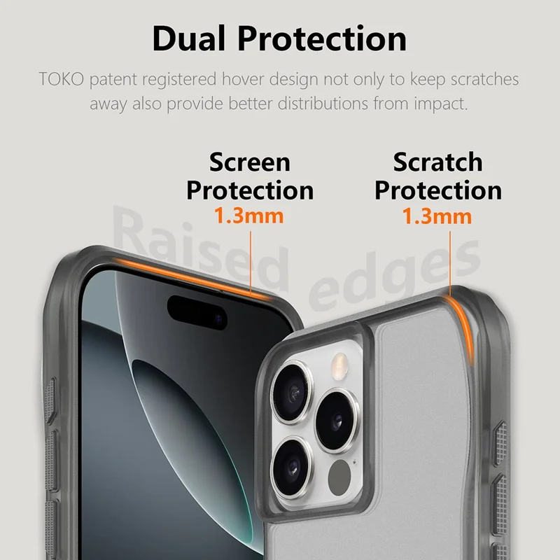 For iPhone 16 Pro Max Matte Case TPU PC Shockproof Phone Back Cover - Dark Grey