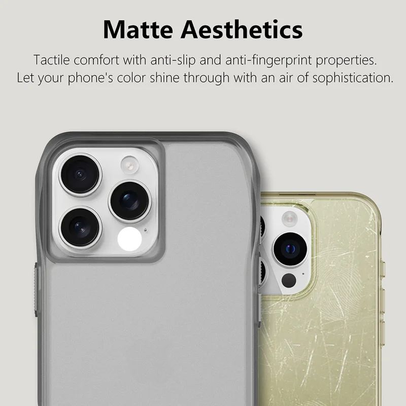 For iPhone 16 Pro Max Matte Case TPU PC Shockproof Phone Back Cover - Dark Grey