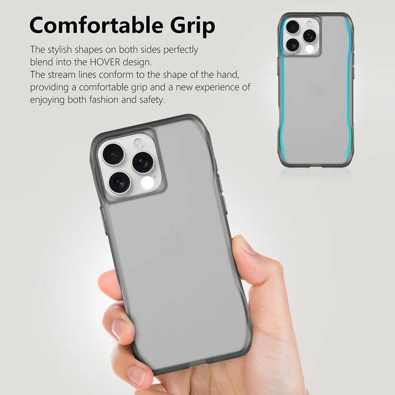 For iPhone 16 Pro Max Matte Case TPU PC Shockproof Phone Back Cover - Dark Grey