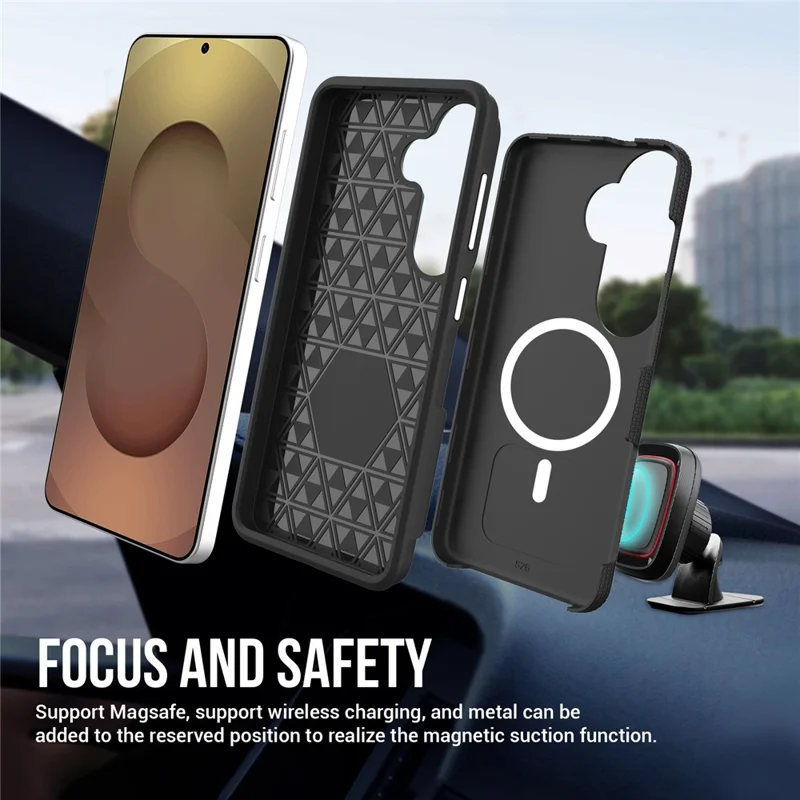 For Samsung Galaxy S26+ Magnetic Case Shockproof TPU + PC Phone Cover - Black