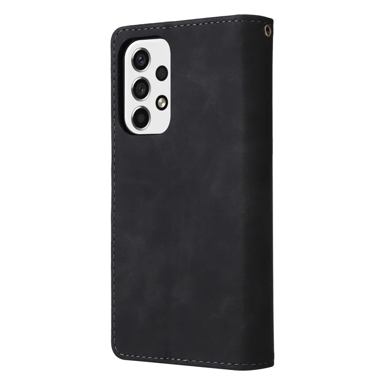 Para Samsung Galaxy A23 5G (Versão Global) / A23 4G / M23 5G / F23 5G Múltiplos Slots de Cartão Bolso com Zíper Capa de Carteira de Couro PU com Suporte de Telefone Fecho Magnético - Preto