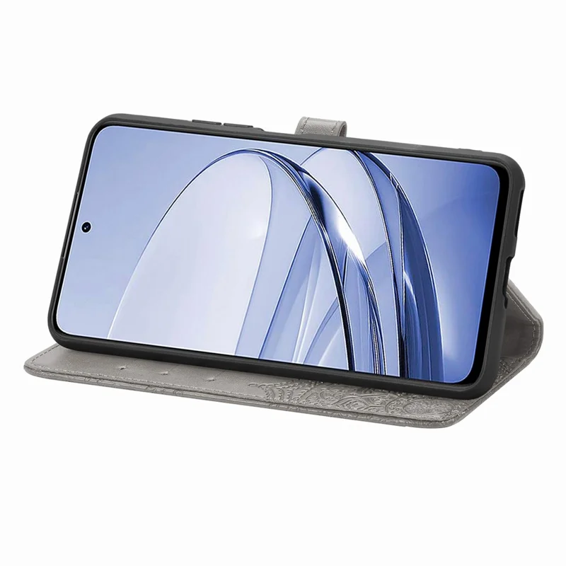 For Motorola Edge 60 Neo 5G Wallet Case Mandala Flower Leather Phone Cover Stand - Grey