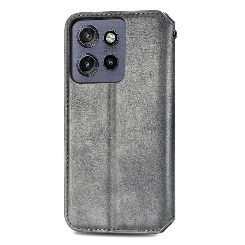 For Motorola Edge 60 Neo 5G Case Rhombus Imprint PU Leather Wallet Phone Cover - Grey