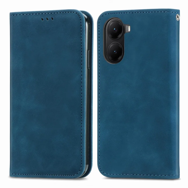 For Xiaomi Redmi A5 NFC (EU) (173.45mm) Leather Case with Card Holder Magnetic Absorption Phone Cover - Dark Blue