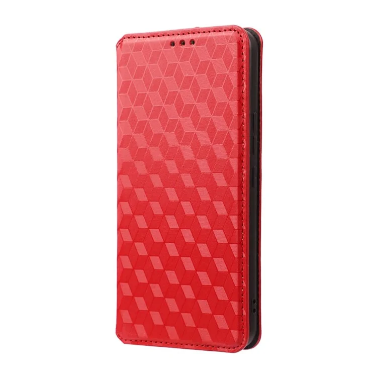 Coperchio Telefonico Per Vivo V25 5G / V25e 4G / X80 Lite 5G Bump Rhombo Pattern Rhombo Magnetic PU Magnetic Pulfullo Portafoglio Portafoglio Portafoglio - Rosso