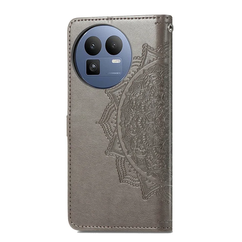 For Realme GT 8 5G Wallet Case Mandala Flower Leather Phone Cover Stand - Grey