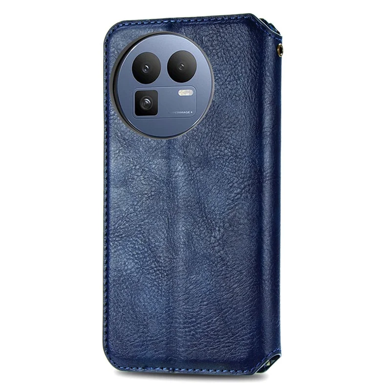 For Realme GT 8 5G Case Rhombus Imprint PU Leather Wallet Phone Cover - Blue