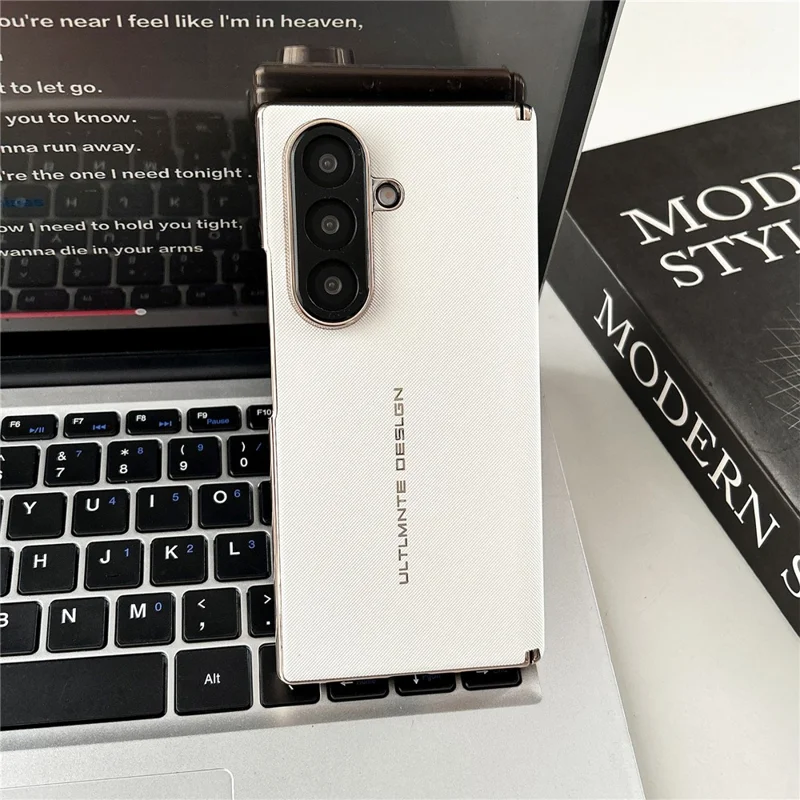 GKK voor Samsung Galaxy Z Fold7 5G hoesje Geweven textuur Dubbele as scharnierbescherming Lederen PC telefoonhoes - Wit