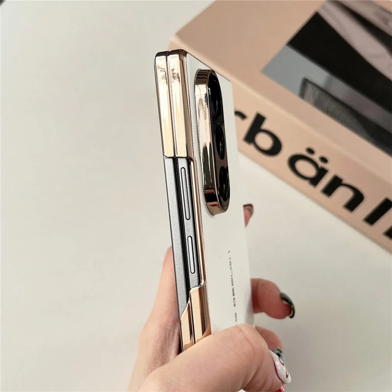 GKK voor Samsung Galaxy Z Fold7 5G hoesje Geweven textuur Dubbele as scharnierbescherming Lederen PC telefoonhoes - Wit