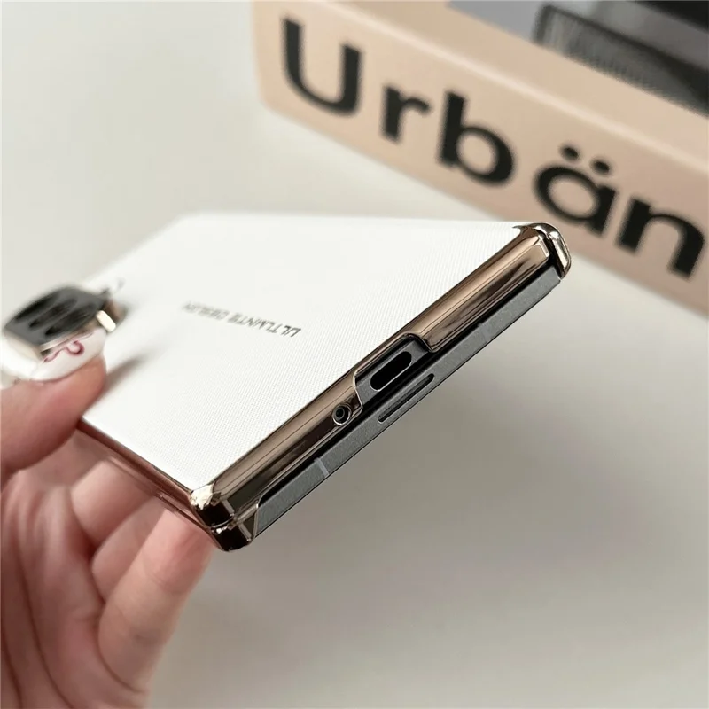 GKK voor Samsung Galaxy Z Fold7 5G hoesje Geweven textuur Dubbele as scharnierbescherming Lederen PC telefoonhoes - Wit