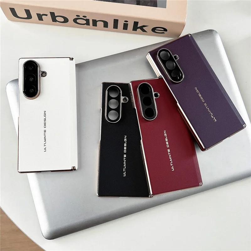 GKK voor Samsung Galaxy Z Fold7 5G hoesje Geweven textuur Dubbele as scharnierbescherming Lederen PC telefoonhoes - Wit