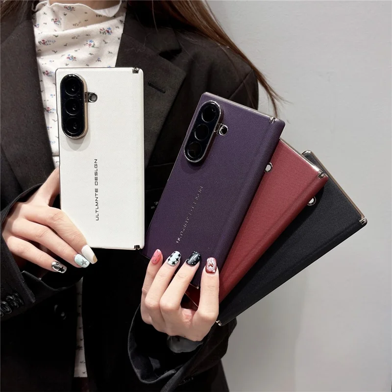 GKK voor Samsung Galaxy Z Fold7 5G hoesje Geweven textuur Dubbele as scharnierbescherming Lederen PC telefoonhoes - Wit