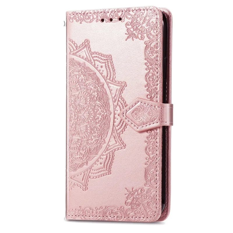 For vivo X300 5G Wallet Case Mandala Flower Leather Phone Cover Stand - Rose Gold