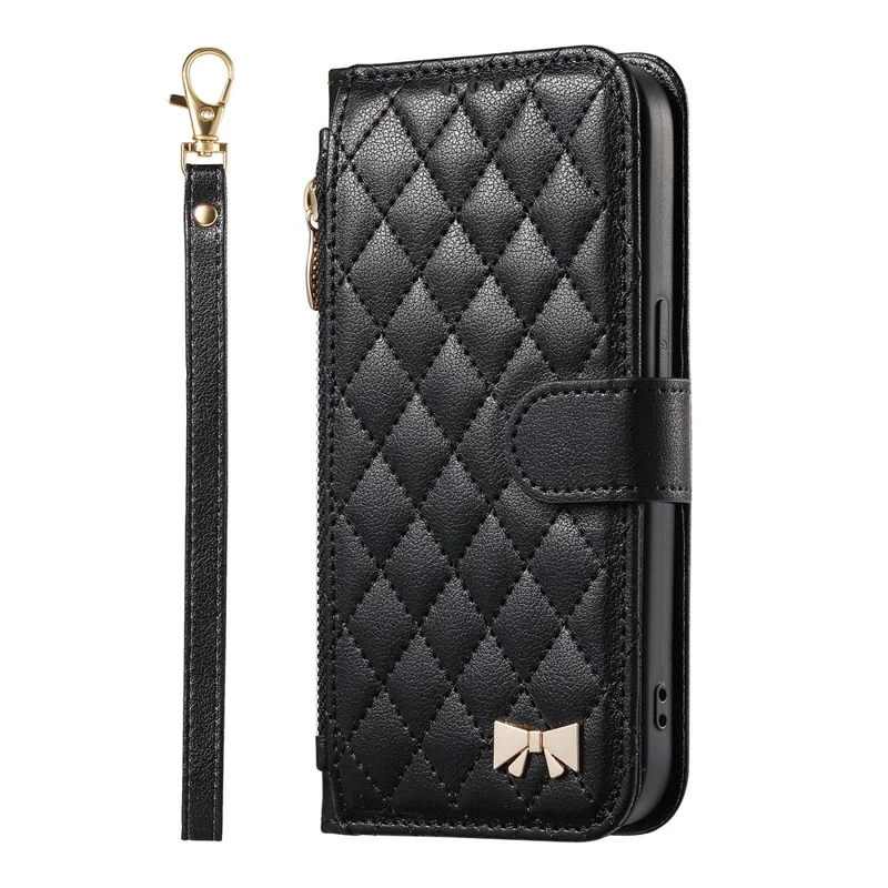 For Sony Xperia 10 VII Stand Case Imprint TPU PU Leather Zipper Pocket Wallet Phone Cover with Strap - Black
