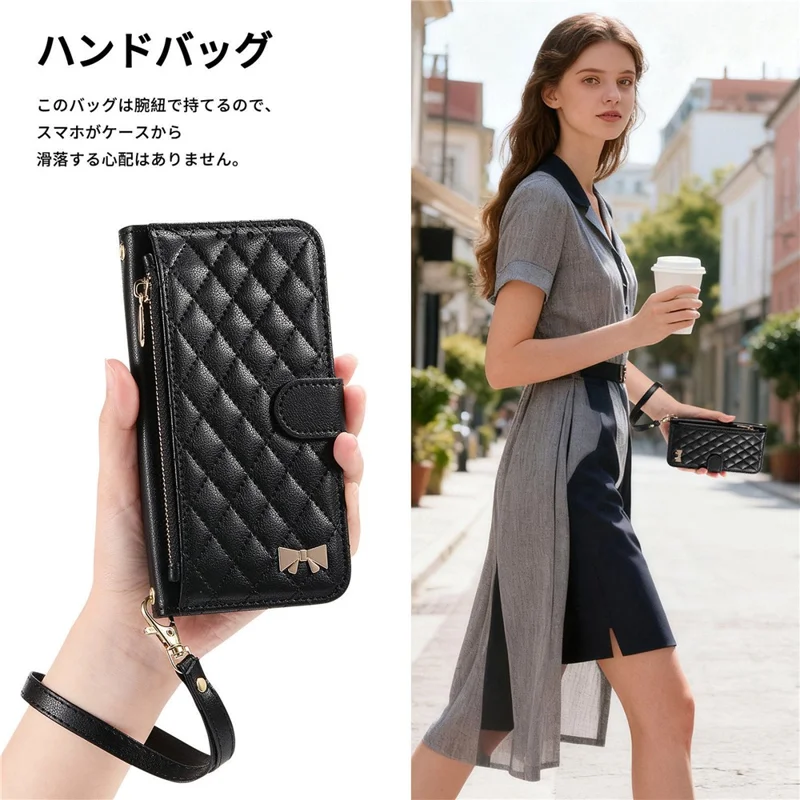 For Sony Xperia 10 VII Stand Case Imprint TPU PU Leather Zipper Pocket Wallet Phone Cover with Strap - Black