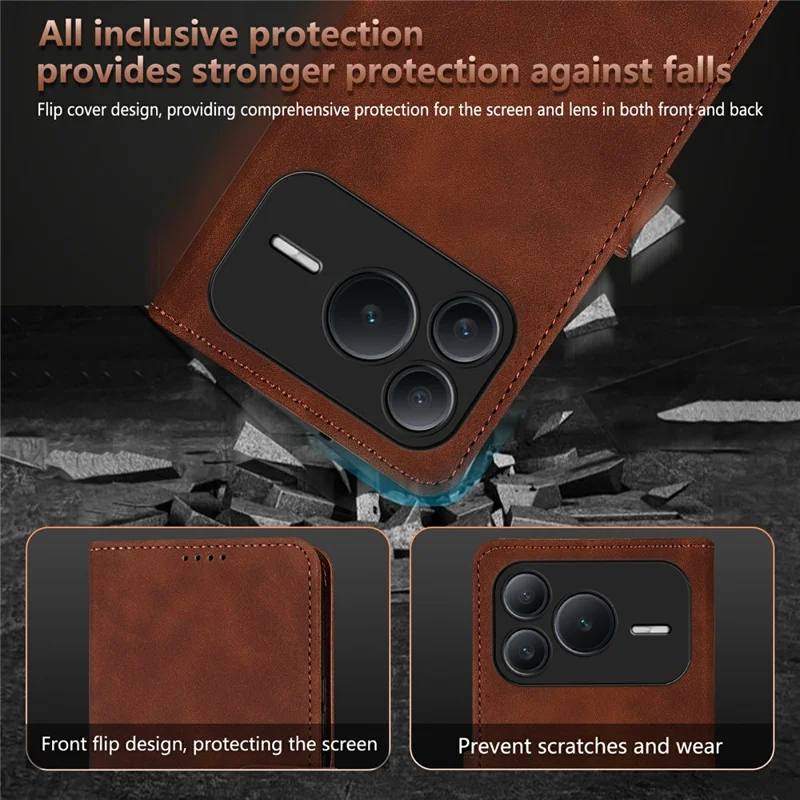 AZNS For Honor Power2 5G Case PU Leather Wallet Phone Cover - Brown