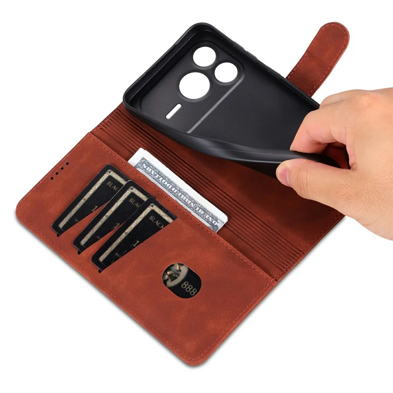 AZNS For Honor Power2 5G Case PU Leather Wallet Phone Cover - Brown