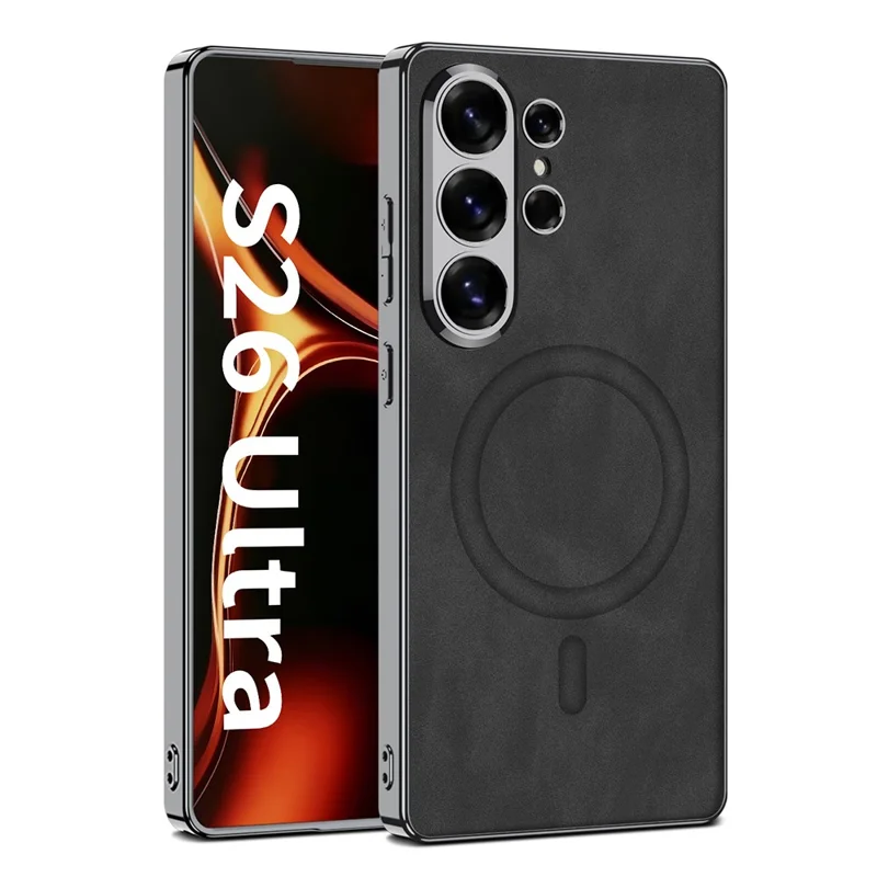 GKK For Samsung Galaxy S26 Ultra Magnetic Case Electroplating Hybrid Matte Phone Back Cover - Black