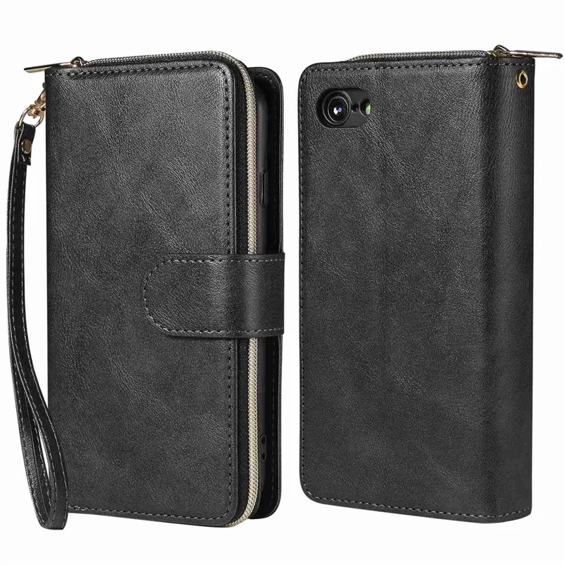 Para Iphone 8 / 7 / SE (2020) / SE (2022) Ultra-fhin Phone Shell PU Caulha Capelo de Capa de Tole - Preto