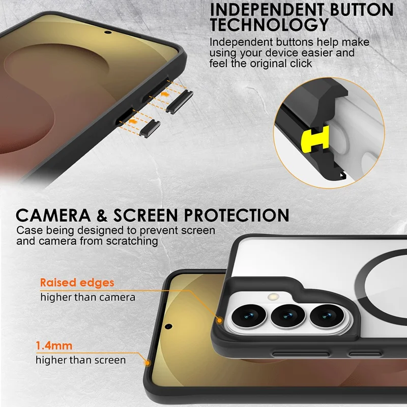 For Samsung Galaxy S26  /  S26 Pro Magnetic Case Hybrid Hard PC Soft TPU Shockproof Phone Cover - Black