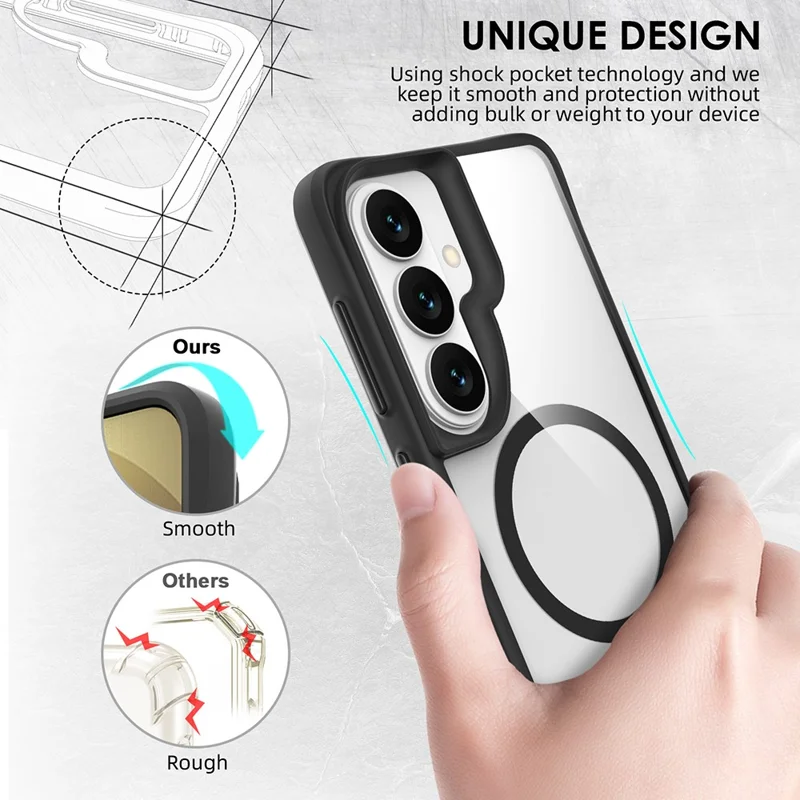 For Samsung Galaxy S26  /  S26 Pro Magnetic Case Hybrid Hard PC Soft TPU Shockproof Phone Cover - Black